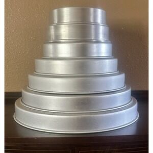 Wilton 7 Tiered Round Layered Cake Pan Set Wedding Baking Magic Line Birthday
